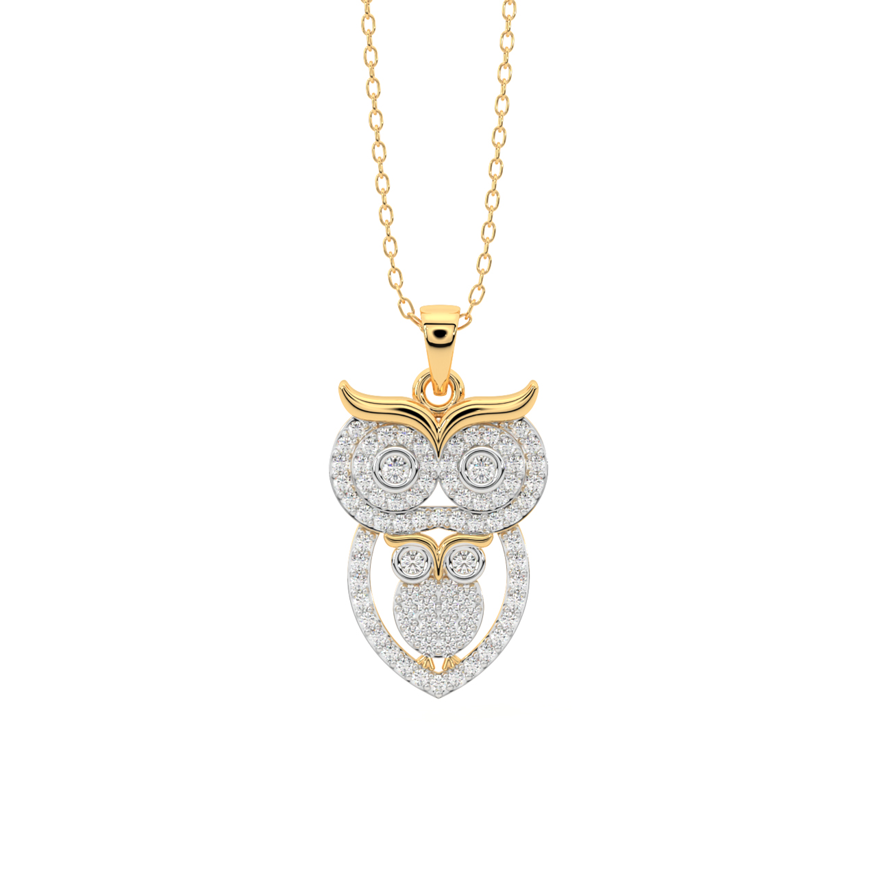 Dual Owl Diamond Pendant